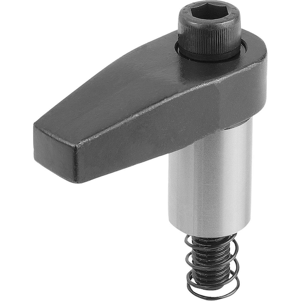 Hook Clamp With Ground Shank, Form:B, M12X80, R=60, D=25, Carbon Steel Black Oxidized